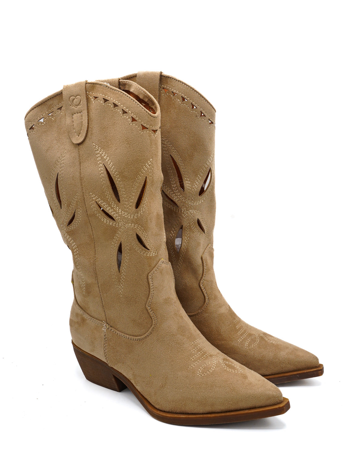 Gaia Shoes Arisa Stivali texani scamosciati con gambale traforato
