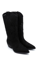 Gaia Shoes Arisa Stivali texani scamosciati con gambale traforato