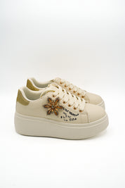 Gaia Shoes E703 Sneakers con suola platform e scritte decorative