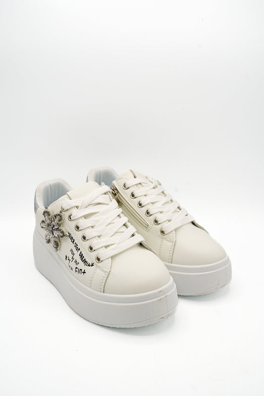 Gaia Shoes E703 Sneakers con suola platform e scritte decorative