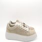 Gaia Shoes E702 Sneakers platform traforate con accessorio gioiello