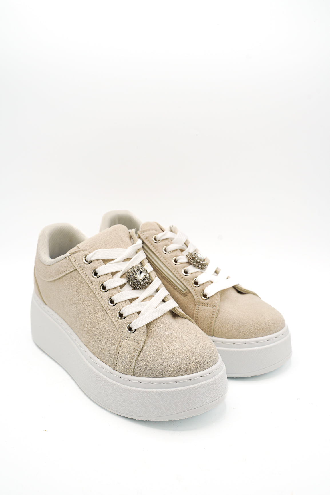 Gaia Shoes E700 Sneakers donna platform con dettaglio gioiello