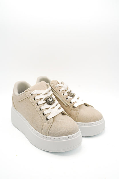 Gaia Shoes E700 Sneakers donna platform con dettaglio gioiello