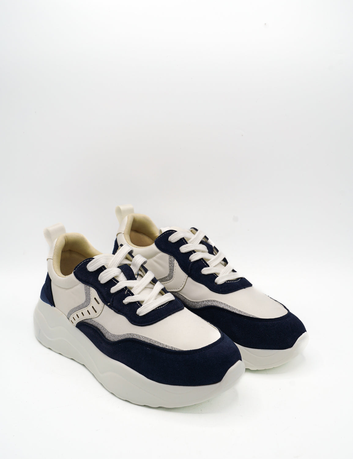 Gaia Shoes E21 Sneakers donna con inserti glitterati e suola chunky