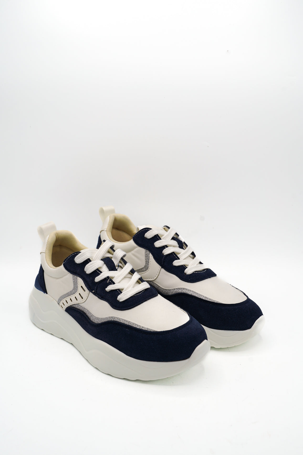 Gaia Shoes E21 Sneakers donna con inserti glitterati e suola chunky